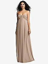 Alt View 2 Thumbnail - Topaz Strapless Empire Waist Cutout Maxi Dress with Covered Button Detail