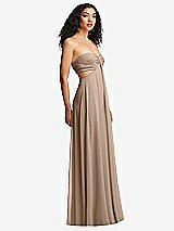 Alt View 3 Thumbnail - Topaz Strapless Empire Waist Cutout Maxi Dress with Covered Button Detail