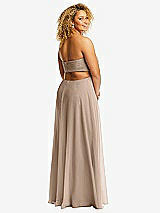 Rear View Thumbnail - Topaz Strapless Empire Waist Cutout Maxi Dress with Covered Button Detail