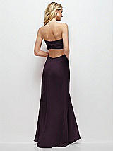 Side View Thumbnail - Aubergine Strapless Empire Waist Cutout Maxi Dress with Covered Button Detail