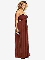 Side View Thumbnail - Auburn Moon Strapless Empire Waist Cutout Maxi Dress with Covered Button Detail