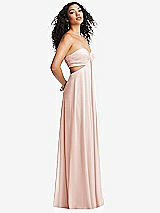 Alt View 1 Thumbnail - Blush Strapless Empire Waist Cutout Maxi Dress with Covered Button Detail