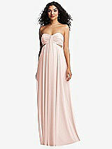 Alt View 2 Thumbnail - Blush Strapless Empire Waist Cutout Maxi Dress with Covered Button Detail