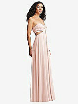 Alt View 3 Thumbnail - Blush Strapless Empire Waist Cutout Maxi Dress with Covered Button Detail