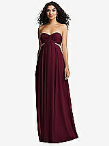 Alt View 2 Thumbnail - Cabernet Strapless Empire Waist Cutout Maxi Dress with Covered Button Detail