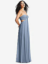 Alt View 1 Thumbnail - Cloudy Strapless Empire Waist Cutout Maxi Dress with Covered Button Detail