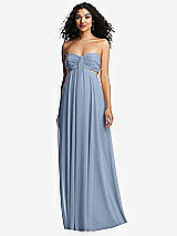 Alt View 2 Thumbnail - Cloudy Strapless Empire Waist Cutout Maxi Dress with Covered Button Detail