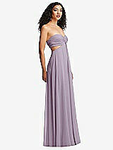 Alt View 3 Thumbnail - Lilac Haze Strapless Empire Waist Cutout Maxi Dress with Covered Button Detail