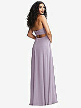 Alt View 4 Thumbnail - Lilac Haze Strapless Empire Waist Cutout Maxi Dress with Covered Button Detail