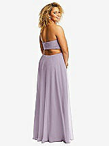 Rear View Thumbnail - Lilac Haze Strapless Empire Waist Cutout Maxi Dress with Covered Button Detail