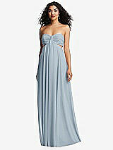 Alt View 2 Thumbnail - Mist Strapless Empire Waist Cutout Maxi Dress with Covered Button Detail