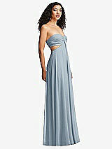 Alt View 3 Thumbnail - Mist Strapless Empire Waist Cutout Maxi Dress with Covered Button Detail