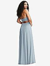 Alt View 4 Thumbnail - Mist Strapless Empire Waist Cutout Maxi Dress with Covered Button Detail