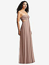 Alt View 3 Thumbnail - Neu Nude Strapless Empire Waist Cutout Maxi Dress with Covered Button Detail