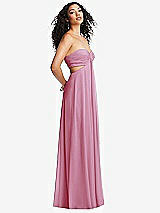 Alt View 1 Thumbnail - Powder Pink Strapless Empire Waist Cutout Maxi Dress with Covered Button Detail