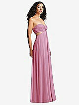 Alt View 3 Thumbnail - Powder Pink Strapless Empire Waist Cutout Maxi Dress with Covered Button Detail