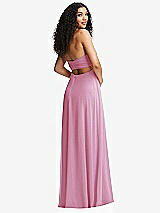 Alt View 4 Thumbnail - Powder Pink Strapless Empire Waist Cutout Maxi Dress with Covered Button Detail