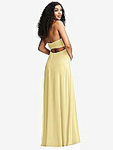 Alt View 4 Thumbnail - Pale Yellow Strapless Empire Waist Cutout Maxi Dress with Covered Button Detail