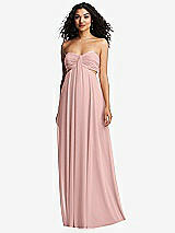 Alt View 2 Thumbnail - Rose - PANTONE Rose Quartz Strapless Empire Waist Cutout Maxi Dress with Covered Button Detail