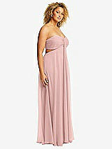 Side View Thumbnail - Rose - PANTONE Rose Quartz Strapless Empire Waist Cutout Maxi Dress with Covered Button Detail