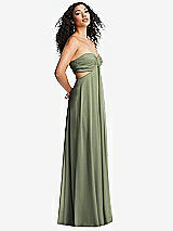 Alt View 1 Thumbnail - Sage Strapless Empire Waist Cutout Maxi Dress with Covered Button Detail