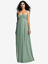 Alt View 2 Thumbnail - Seagrass Strapless Empire Waist Cutout Maxi Dress with Covered Button Detail