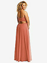 Alt View 3 Thumbnail - Terracotta Copper Strapless Empire Waist Cutout Maxi Dress with Covered Button Detail