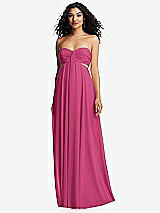 Alt View 2 Thumbnail - Tea Rose Strapless Empire Waist Cutout Maxi Dress with Covered Button Detail