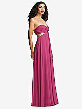 Alt View 3 Thumbnail - Tea Rose Strapless Empire Waist Cutout Maxi Dress with Covered Button Detail