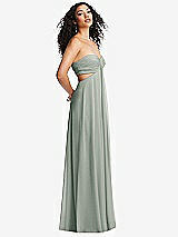 Alt View 1 Thumbnail - Willow Green Strapless Empire Waist Cutout Maxi Dress with Covered Button Detail