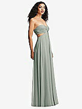 Alt View 3 Thumbnail - Willow Green Strapless Empire Waist Cutout Maxi Dress with Covered Button Detail