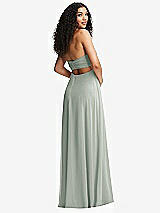 Alt View 4 Thumbnail - Willow Green Strapless Empire Waist Cutout Maxi Dress with Covered Button Detail