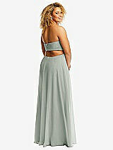 Rear View Thumbnail - Willow Green Strapless Empire Waist Cutout Maxi Dress with Covered Button Detail
