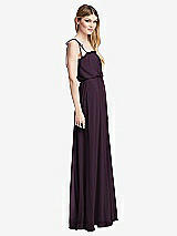 Side View Thumbnail - Aubergine Skinny Tie-Shoulder Ruffle-Trimmed Blouson Maxi Dress