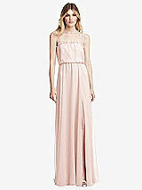 Front View Thumbnail - Blush Skinny Tie-Shoulder Ruffle-Trimmed Blouson Maxi Dress