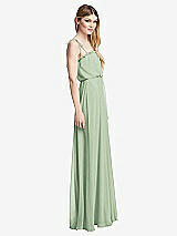 Side View Thumbnail - Celadon Skinny Tie-Shoulder Ruffle-Trimmed Blouson Maxi Dress