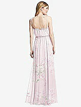 Rear View Thumbnail - Watercolor Print Skinny Tie-Shoulder Ruffle-Trimmed Blouson Maxi Dress