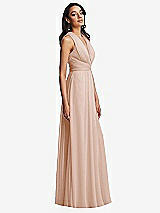 Side View Thumbnail - Cameo Shirred Deep Plunge Neck Closed Back Chiffon Maxi Dress 