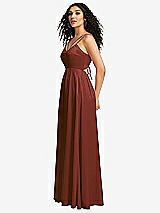 Side View Thumbnail - Auburn Moon Dual Strap V-Neck Lace-Up Open-Back Maxi Dress