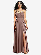 Front View Thumbnail - Sienna Dual Strap V-Neck Lace-Up Open-Back Maxi Dress