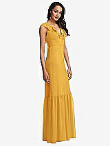 Side View Thumbnail - NYC Yellow Tiered Ruffle Plunge Neck Open-Back Maxi Dress with Deep Ruffle Skirt