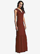 Side View Thumbnail - Auburn Moon Tiered Ruffle Plunge Neck Open-Back Maxi Dress with Deep Ruffle Skirt