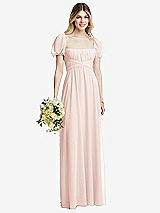 Alt View 1 Thumbnail - Blush Regency Empire Waist Puff Sleeve Chiffon Maxi Dress