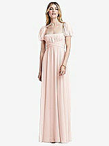 Front View Thumbnail - Blush Regency Empire Waist Puff Sleeve Chiffon Maxi Dress