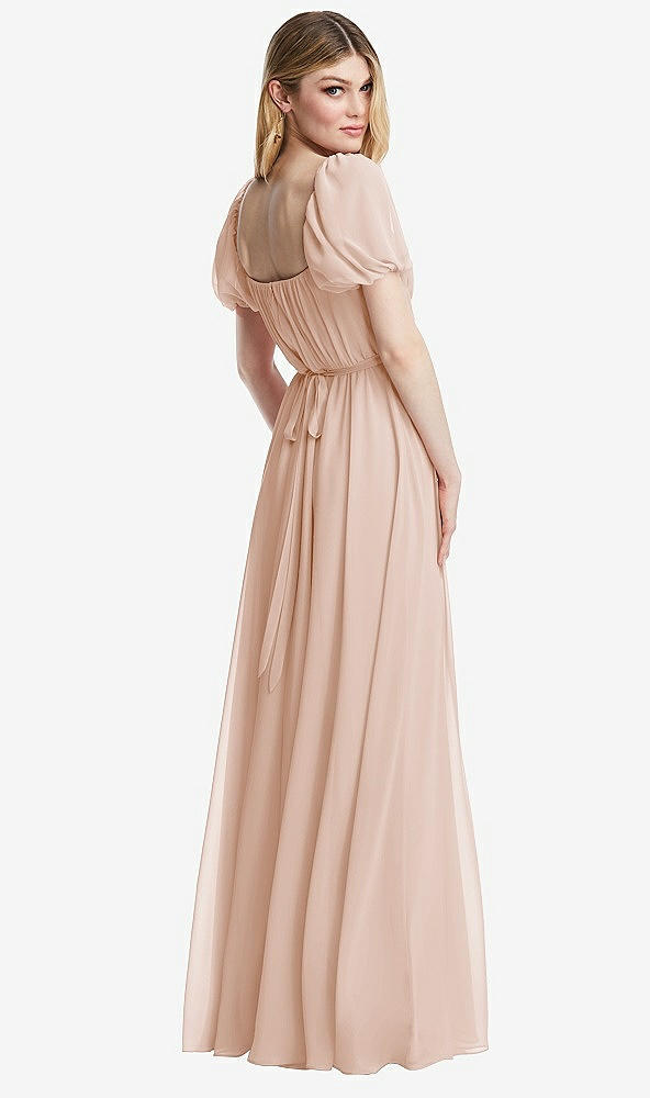 Back View - Cameo Regency Empire Waist Puff Sleeve Chiffon Maxi Dress