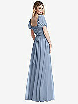 Rear View Thumbnail - Cloudy Regency Empire Waist Puff Sleeve Chiffon Maxi Dress