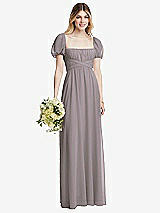 Alt View 1 Thumbnail - Cashmere Gray Regency Empire Waist Puff Sleeve Chiffon Maxi Dress