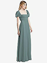 Side View Thumbnail - Icelandic Regency Empire Waist Puff Sleeve Chiffon Maxi Dress