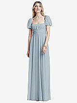 Front View Thumbnail - Mist Regency Empire Waist Puff Sleeve Chiffon Maxi Dress