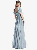 Rear View Thumbnail - Mist Regency Empire Waist Puff Sleeve Chiffon Maxi Dress